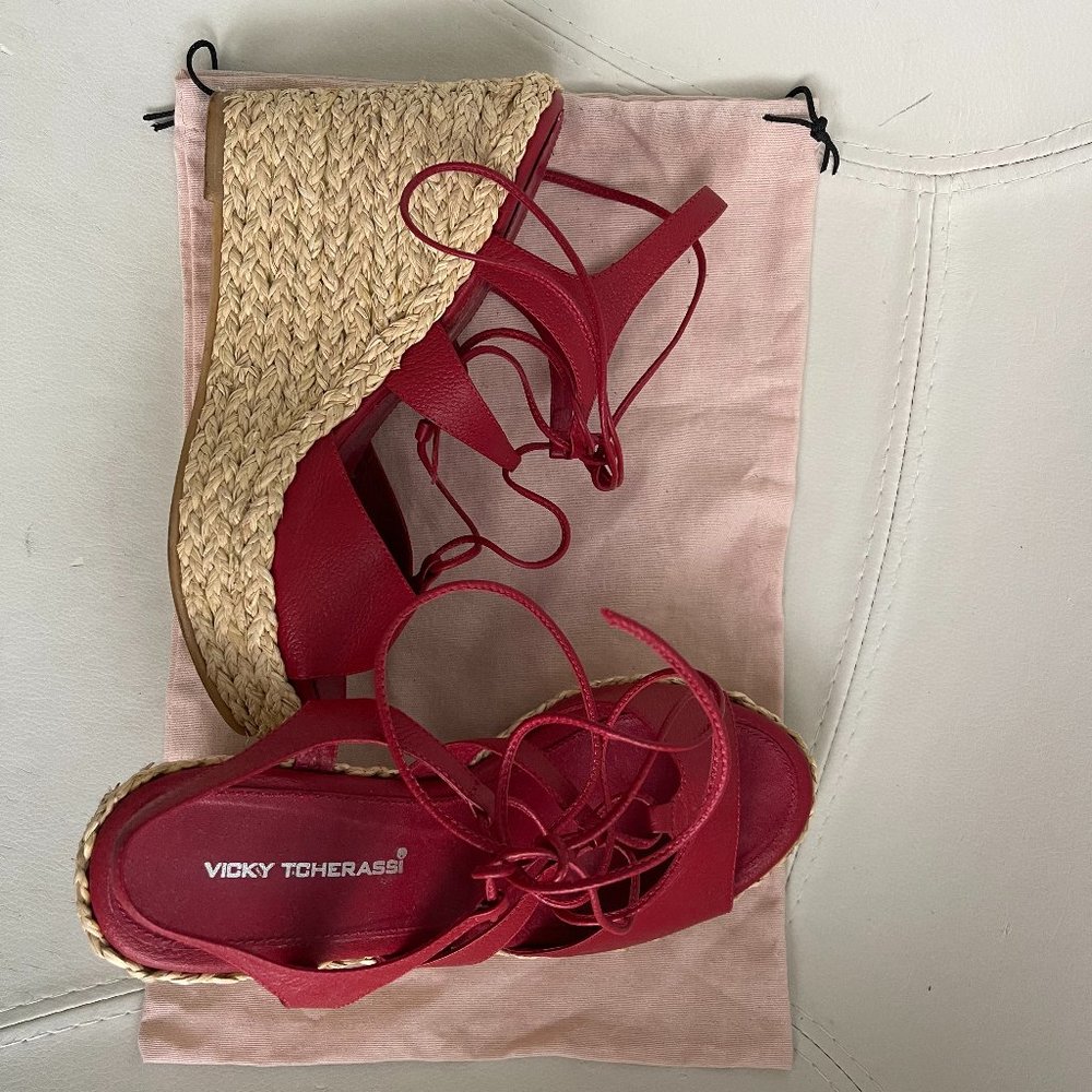 Vicky Tcherassi Red Wedge Sandals